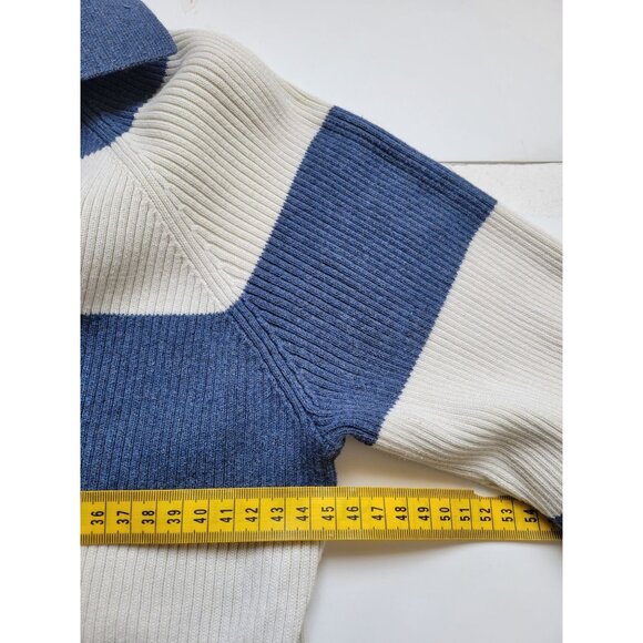 Marsh Landing By Amanda Smith Collared Long Sleeve Striped Sweater Size M Preppy - Picture 9 of 10